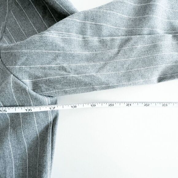 FB Sister Womens Blazer Jacket Cropped Button Stripes Gray White Small - Picture 6 of 8
